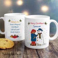 Personalised Paddington Bear Christmas Snowman Mug Extra Image 1 Preview